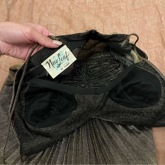 Stunning Vintage New Leaf by Samir Gold Accordion Pleated 70s Dress - Picture 6 of 13